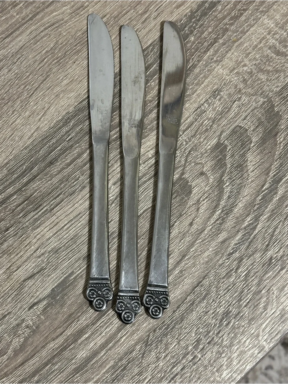 National Silver Stainless Dinner Knife King Eric Flatware Japan 3Pc Set